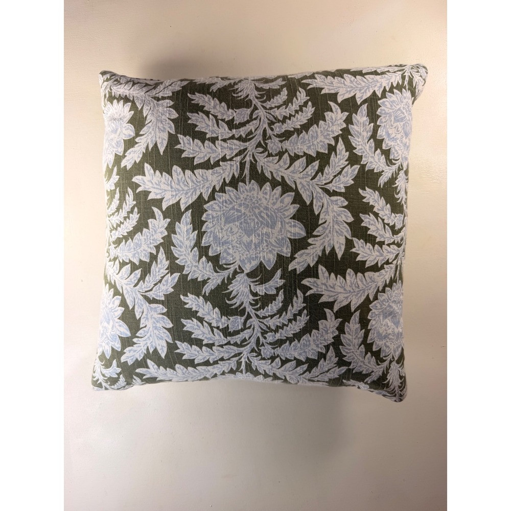 Throw Pillow Misc 18x18 Green Blue Traditional Floral Reversible Decor